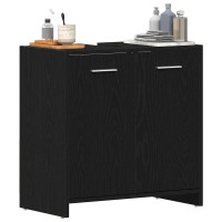 Produktbild för Tvättställsskåp svart ek 60x33x60 cm konstruerat trä