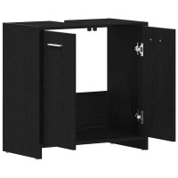Produktbild för Tvättställsskåp svart ek 60x33x60 cm konstruerat trä