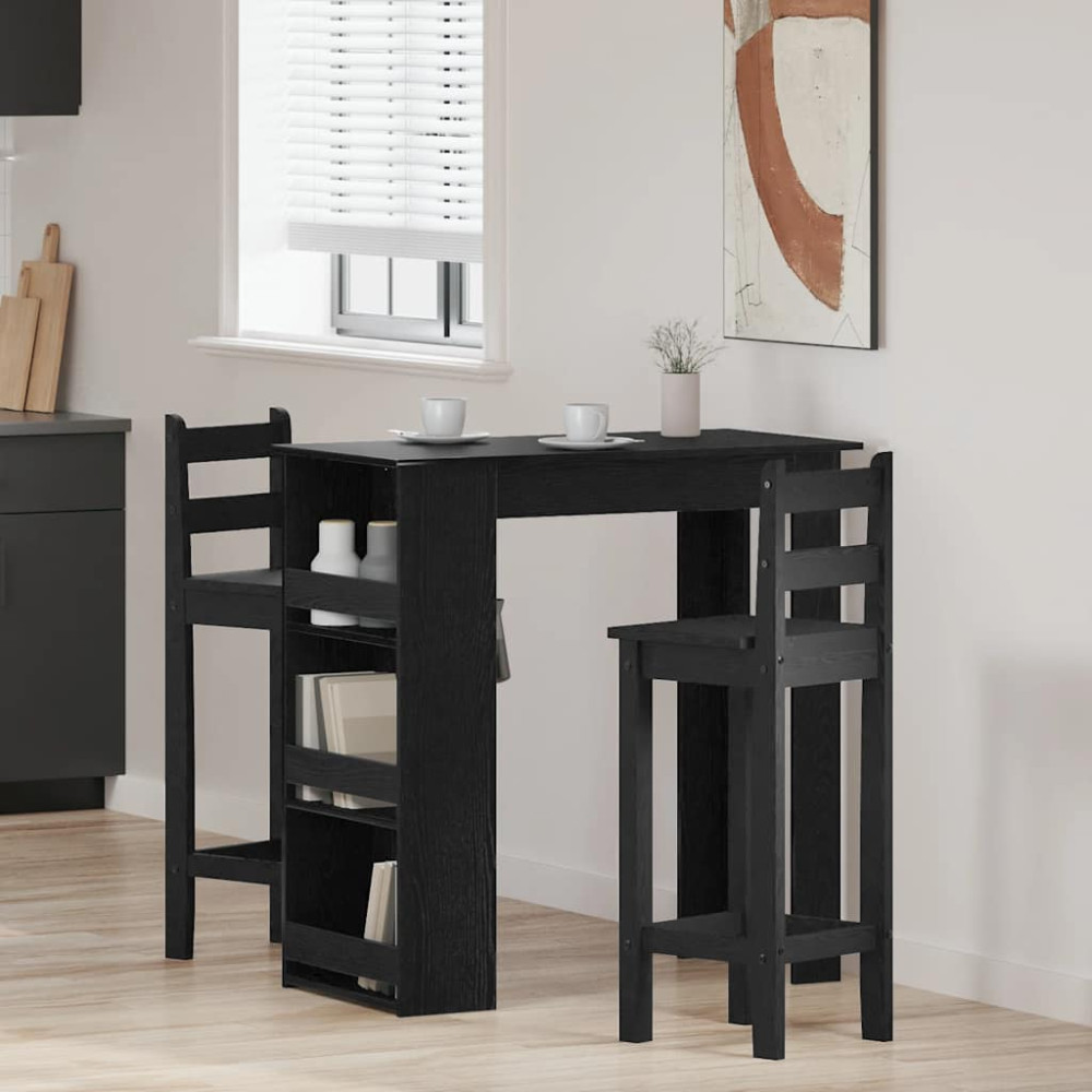 Produktbild för Barbord med förvaringshylla svart ek 102x50x103,5 cm