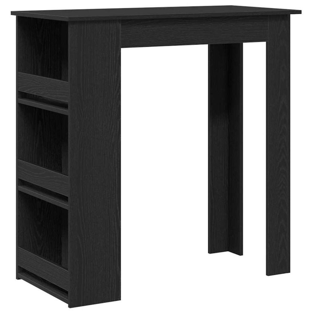 Produktbild för Barbord med förvaringshylla svart ek 102x50x103,5 cm