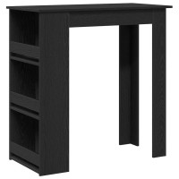 Produktbild för Barbord med förvaringshylla svart ek 102x50x103,5 cm