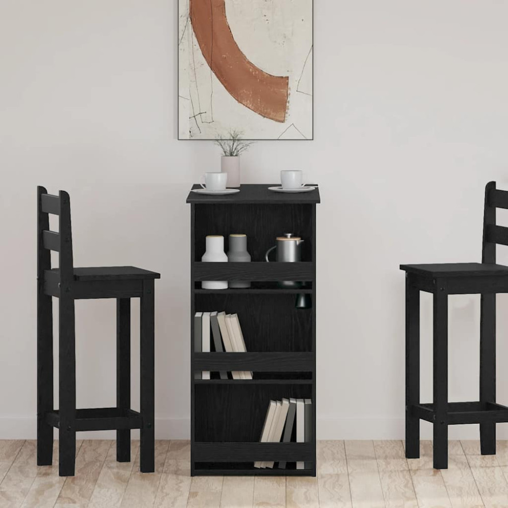 Produktbild för Barbord med förvaringshylla svart ek 102x50x103,5 cm
