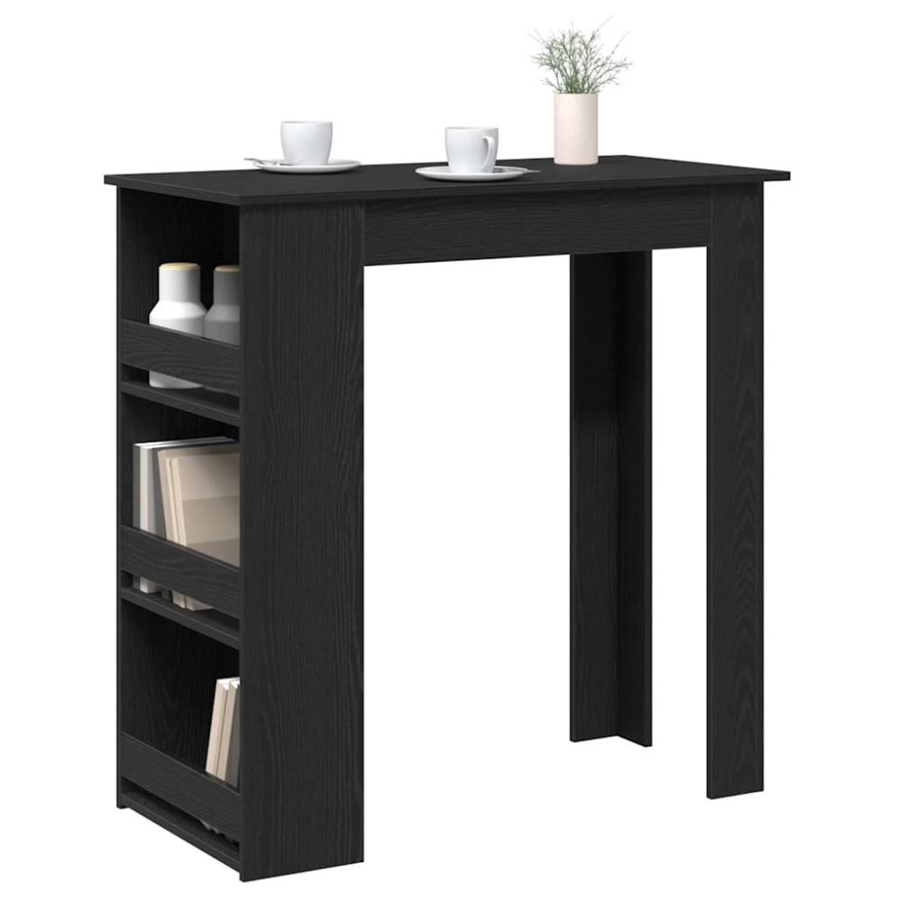 Produktbild för Barbord med förvaringshylla svart ek 102x50x103,5 cm