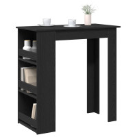 Produktbild för Barbord med förvaringshylla svart ek 102x50x103,5 cm
