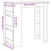 Produktbild för Barbord med förvaringshylla svart ek 102x50x103,5 cm