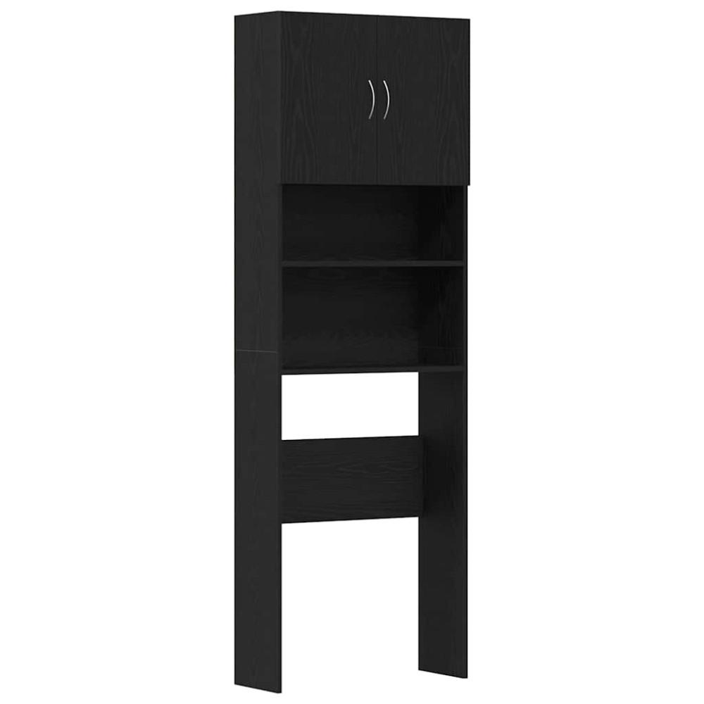 Produktbild för Tvättmaskinsskåp svart ek 64x24x190 cm konstruerat trä