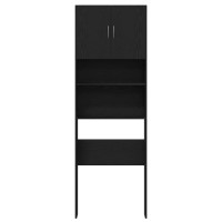 Produktbild för Tvättmaskinsskåp svart ek 64x24x190 cm konstruerat trä