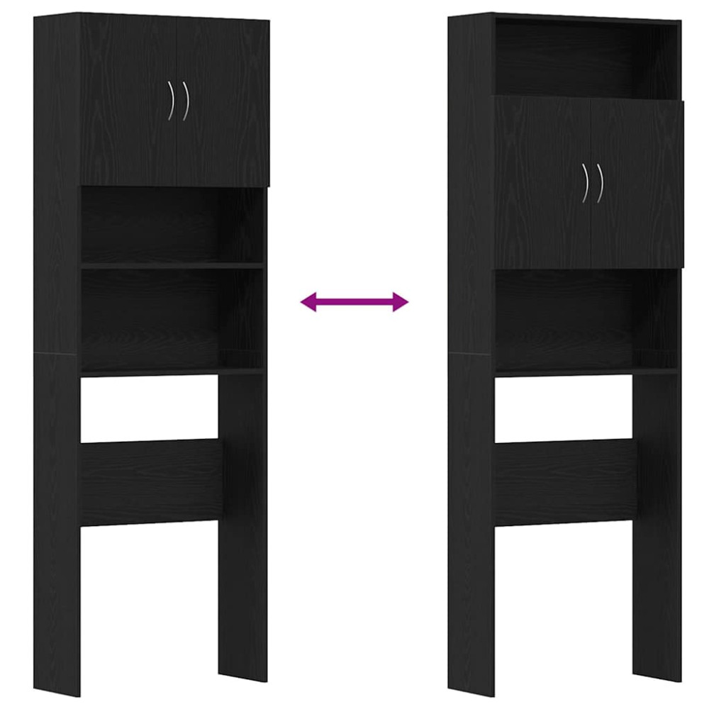 Produktbild för Tvättmaskinsskåp svart ek 64x24x190 cm konstruerat trä