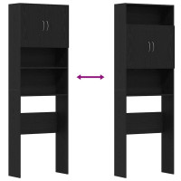 Produktbild för Tvättmaskinsskåp svart ek 64x24x190 cm konstruerat trä