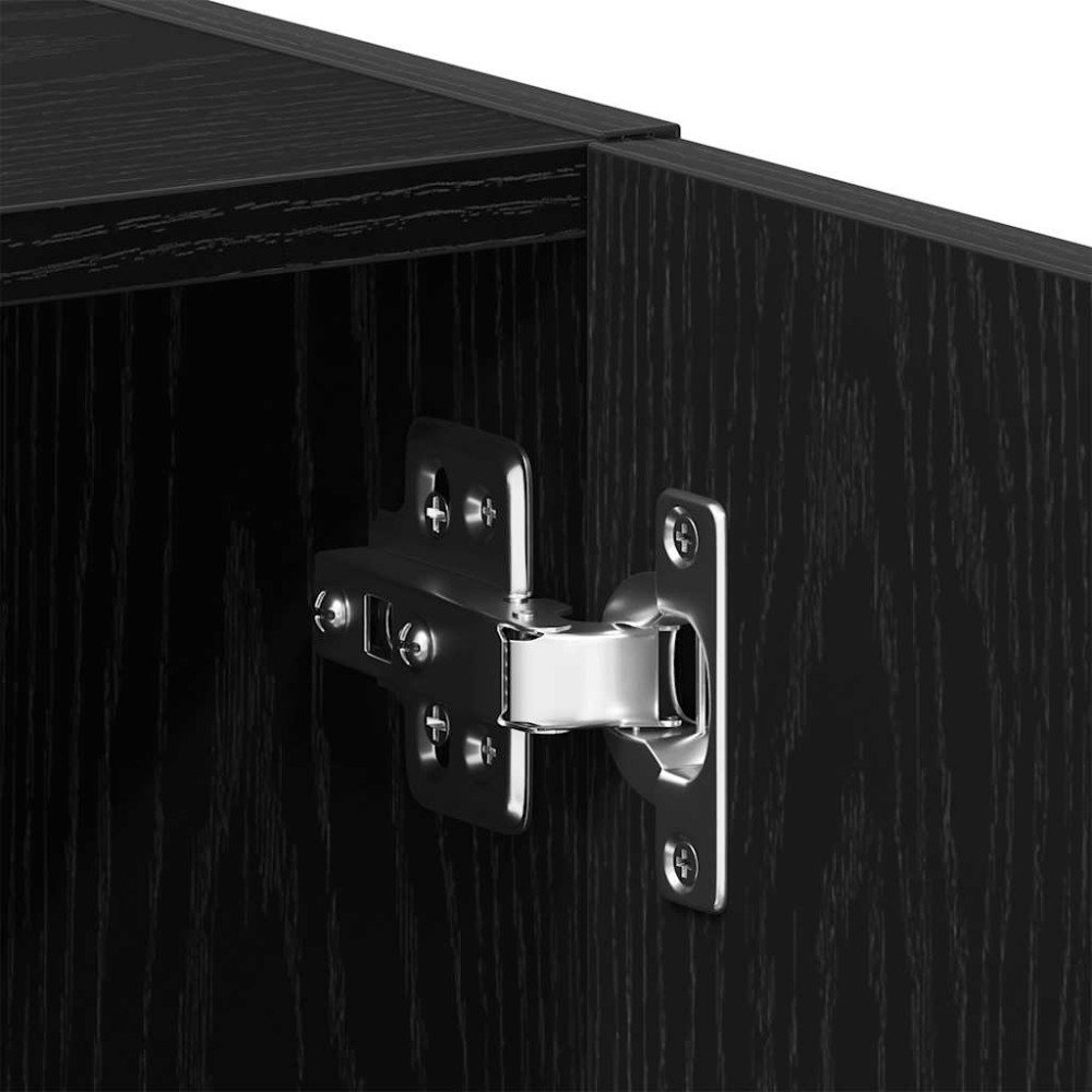 Produktbild för Tvättmaskinsskåp svart ek 64x24x190 cm konstruerat trä