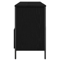 Produktbild för Tvättställsskåp med lådor svart ek 90x34,5x60 cm