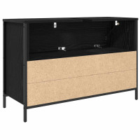 Produktbild för Tvättställsskåp med lådor svart ek 90x34,5x60 cm