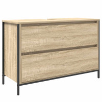 Produktbild för Tvättställsskåp med lådor sonoma-ek 90x34,5x60 cm