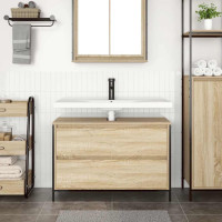 Produktbild för Tvättställsskåp med lådor sonoma-ek 90x34,5x60 cm