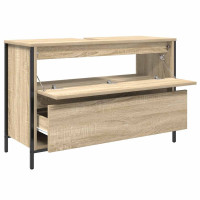Produktbild för Tvättställsskåp med lådor sonoma-ek 90x34,5x60 cm