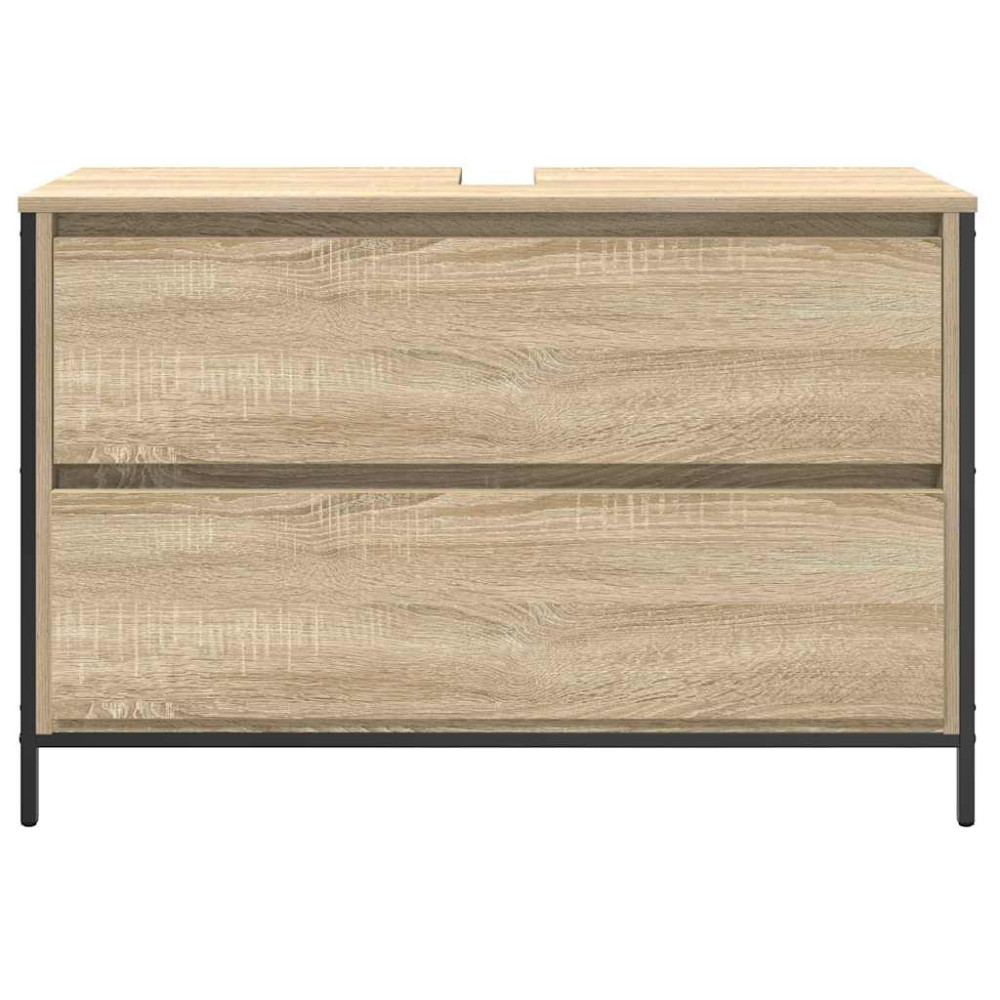 Produktbild för Tvättställsskåp med lådor sonoma-ek 90x34,5x60 cm