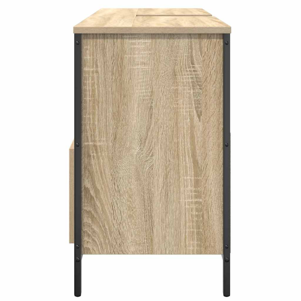 Produktbild för Tvättställsskåp med lådor sonoma-ek 90x34,5x60 cm
