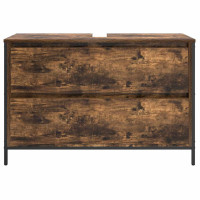 Produktbild för Tvättställsskåp med lådor rökfärgad ek 90x34,5x60 cm