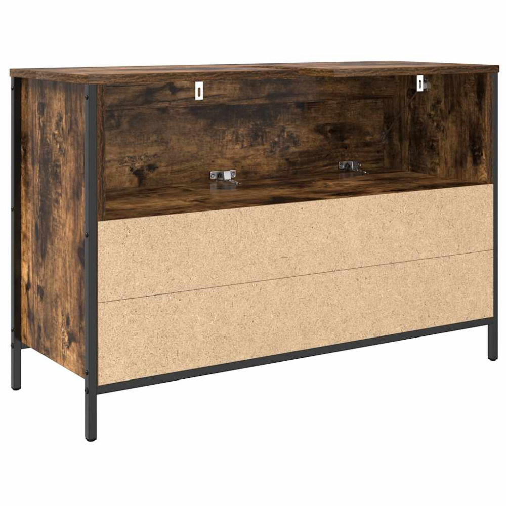 Produktbild för Tvättställsskåp med lådor rökfärgad ek 90x34,5x60 cm