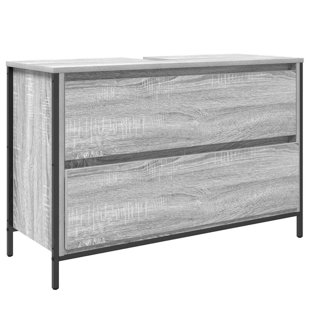 Produktbild för Tvättställsskåp med lådor grå sonoma 90x34,5x60 cm