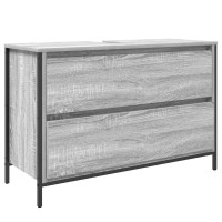 Produktbild för Tvättställsskåp med lådor grå sonoma 90x34,5x60 cm