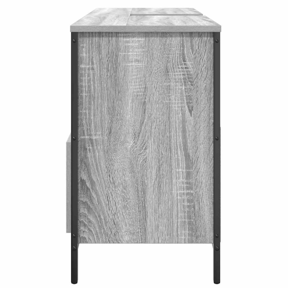 Produktbild för Tvättställsskåp med lådor grå sonoma 90x34,5x60 cm