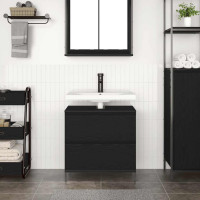 Produktbild för Tvättställsskåp med lådor svart ek 60x34,5x60 cm