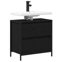 Produktbild för Tvättställsskåp med lådor svart ek 60x34,5x60 cm