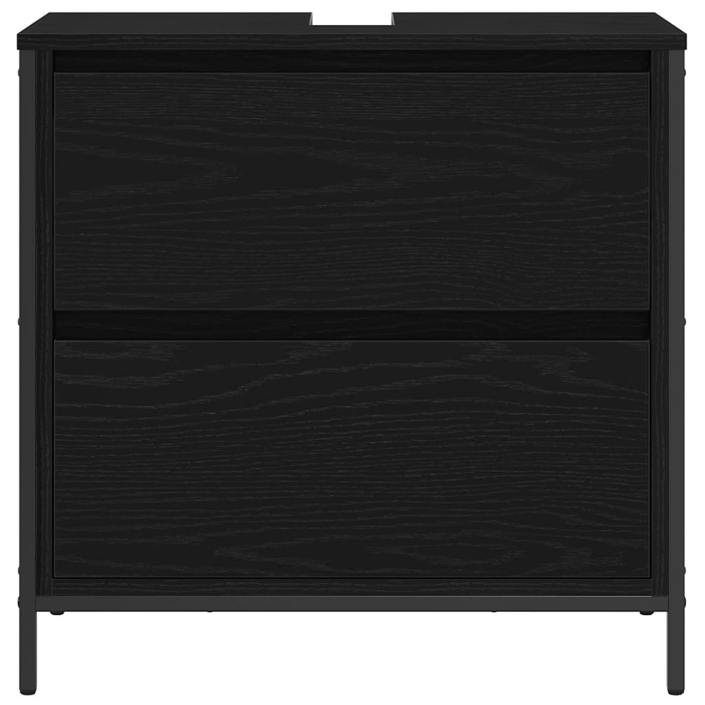 Produktbild för Tvättställsskåp med lådor svart ek 60x34,5x60 cm