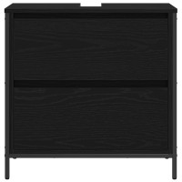 Produktbild för Tvättställsskåp med lådor svart ek 60x34,5x60 cm