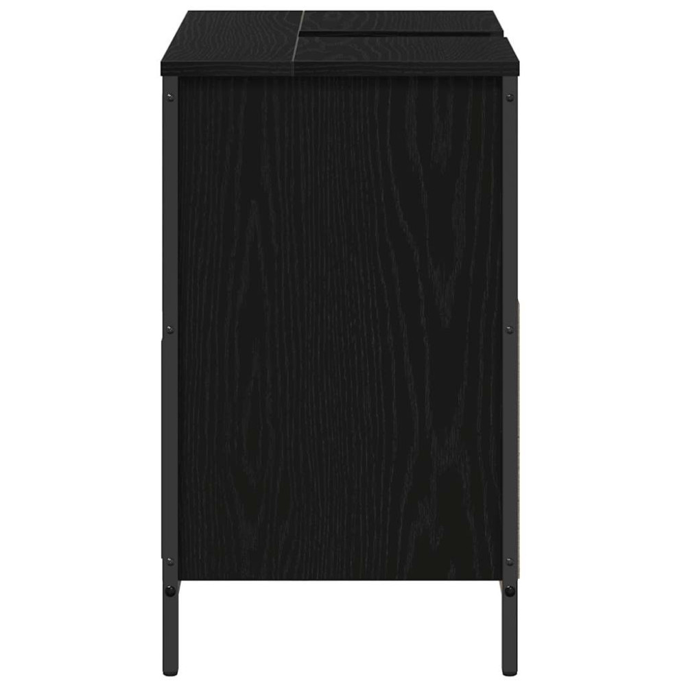 Produktbild för Tvättställsskåp med lådor svart ek 60x34,5x60 cm