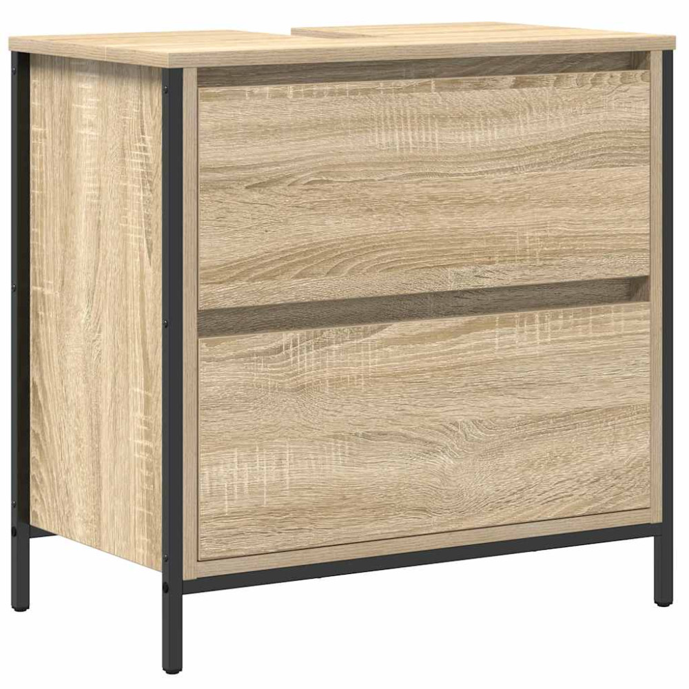 Produktbild för Tvättställsskåp med lådor sonoma-ek 60x34,5x60 cm