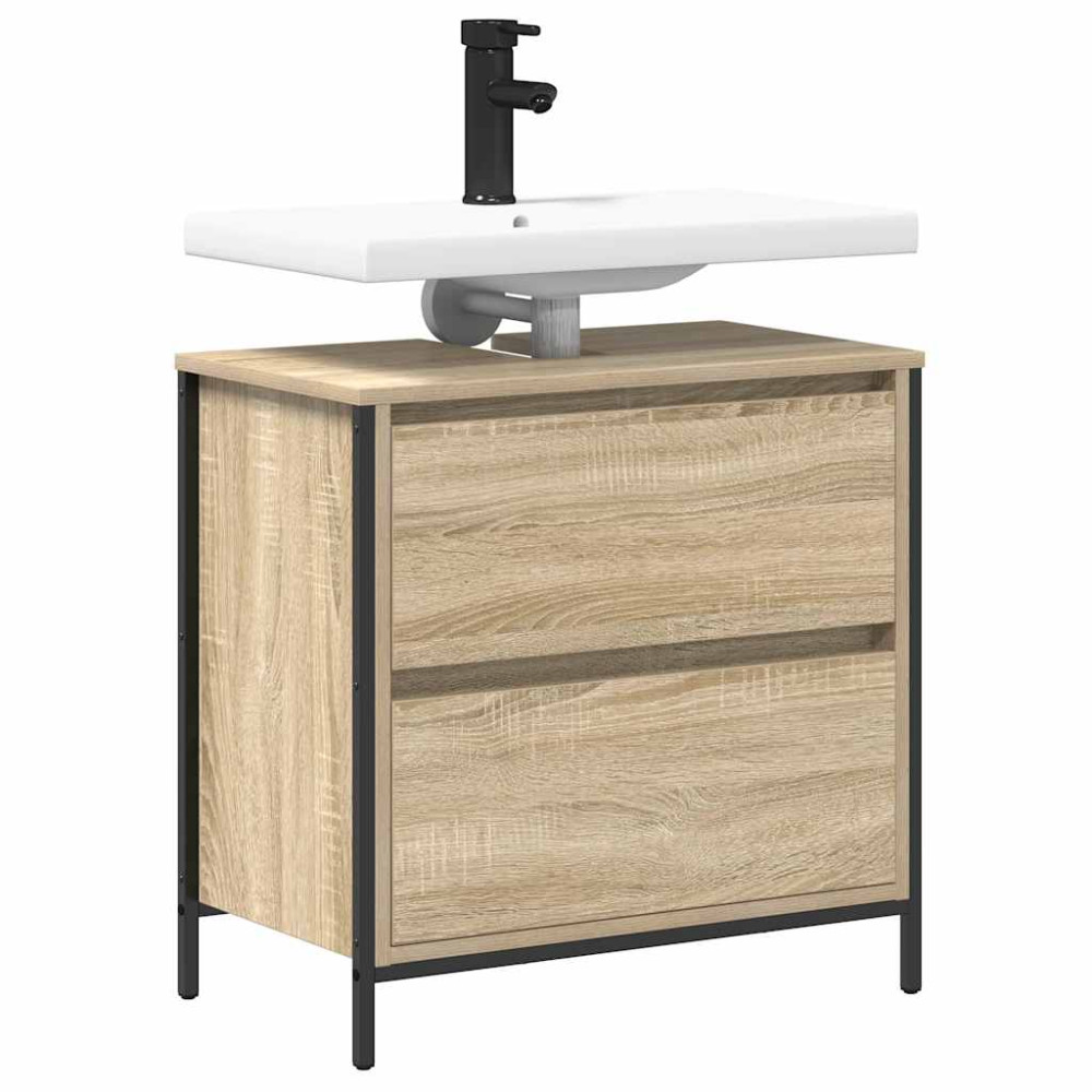Produktbild för Tvättställsskåp med lådor sonoma-ek 60x34,5x60 cm
