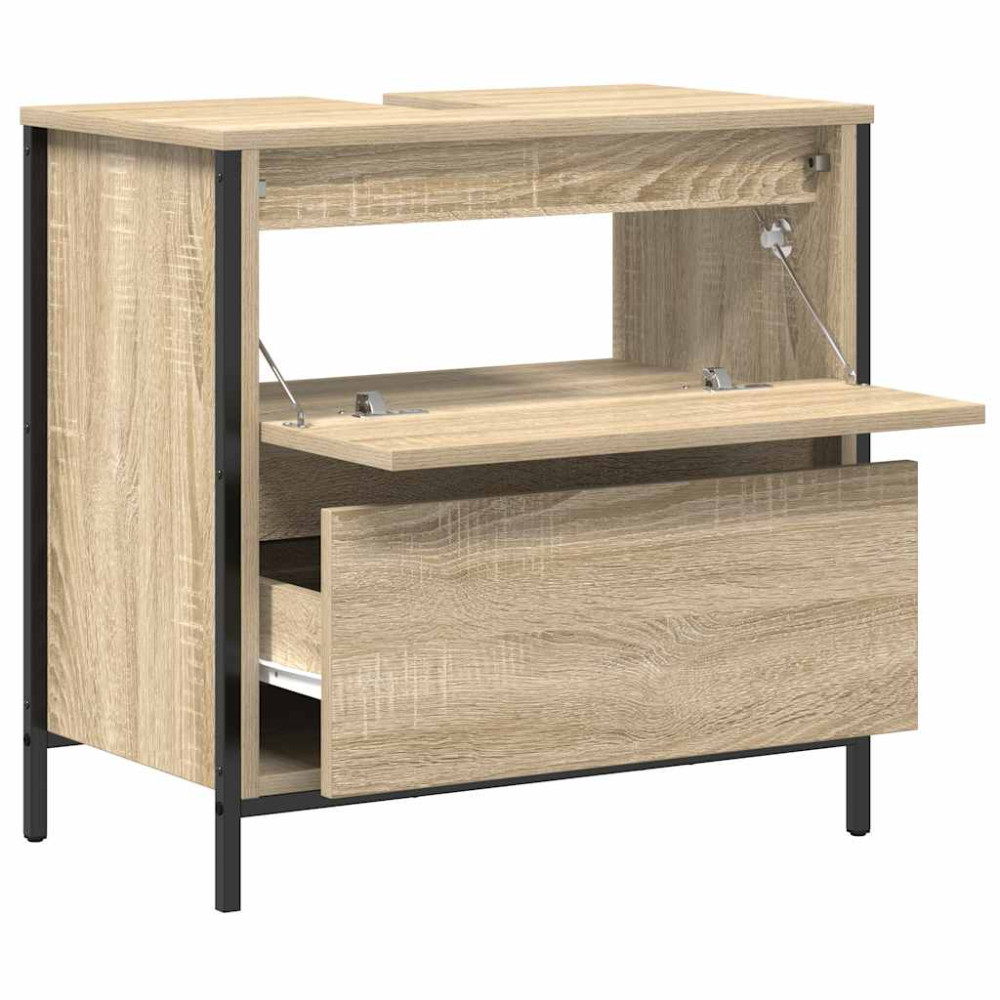Produktbild för Tvättställsskåp med lådor sonoma-ek 60x34,5x60 cm