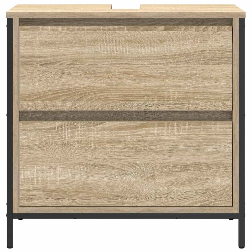 Produktbild för Tvättställsskåp med lådor sonoma-ek 60x34,5x60 cm