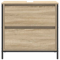 Produktbild för Tvättställsskåp med lådor sonoma-ek 60x34,5x60 cm
