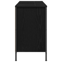 Produktbild för Tvättställsskåp med lådor svart ek 90x34,5x60 cm