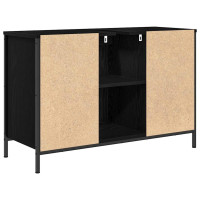 Produktbild för Tvättställsskåp med lådor svart ek 90x34,5x60 cm