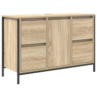 Produktbild för Tvättställsskåp med lådor sonoma-ek 90x34,5x60 cm