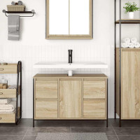 Produktbild för Tvättställsskåp med lådor sonoma-ek 90x34,5x60 cm