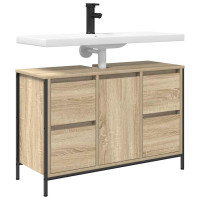 Produktbild för Tvättställsskåp med lådor sonoma-ek 90x34,5x60 cm