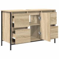 Produktbild för Tvättställsskåp med lådor sonoma-ek 90x34,5x60 cm