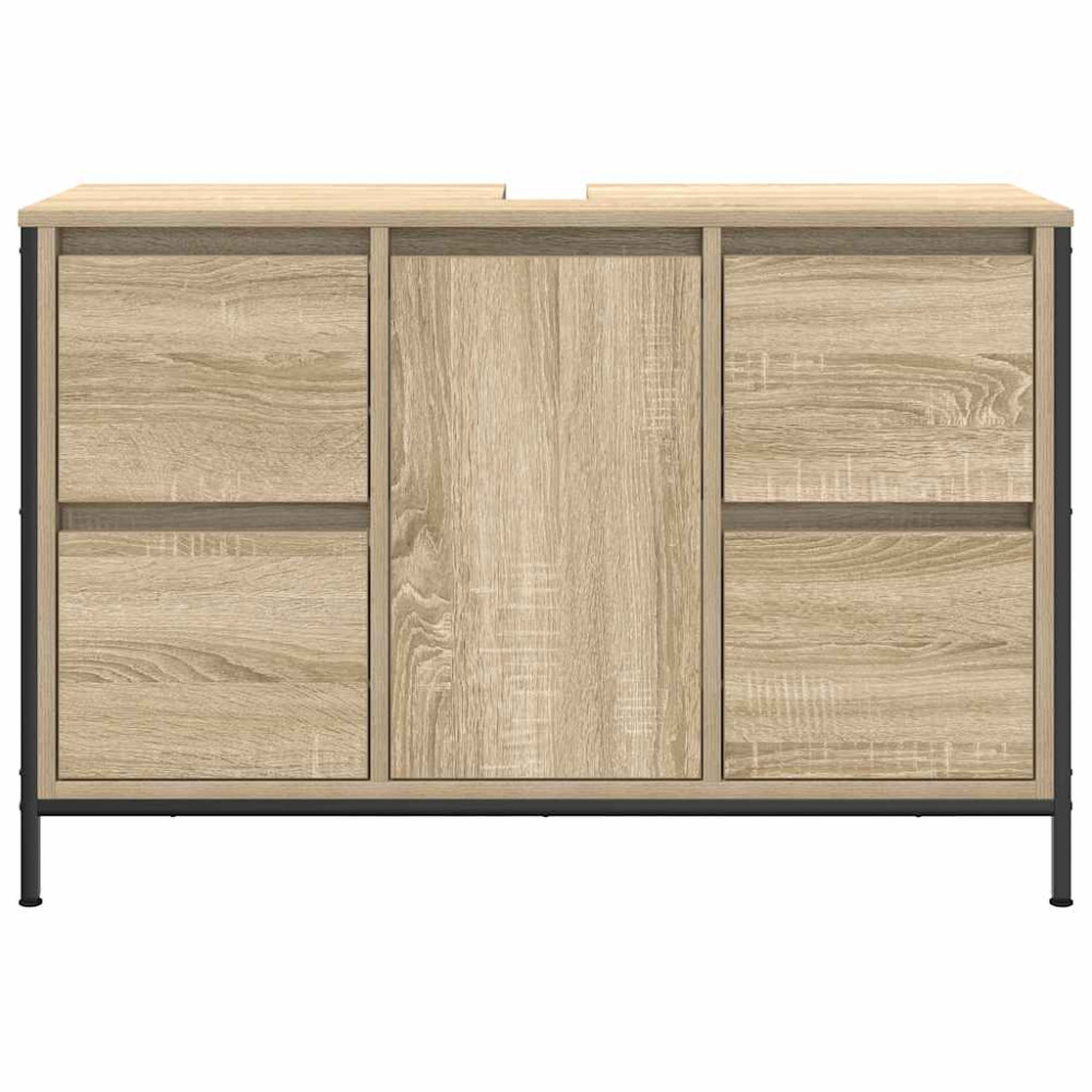 Produktbild för Tvättställsskåp med lådor sonoma-ek 90x34,5x60 cm