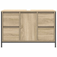 Produktbild för Tvättställsskåp med lådor sonoma-ek 90x34,5x60 cm