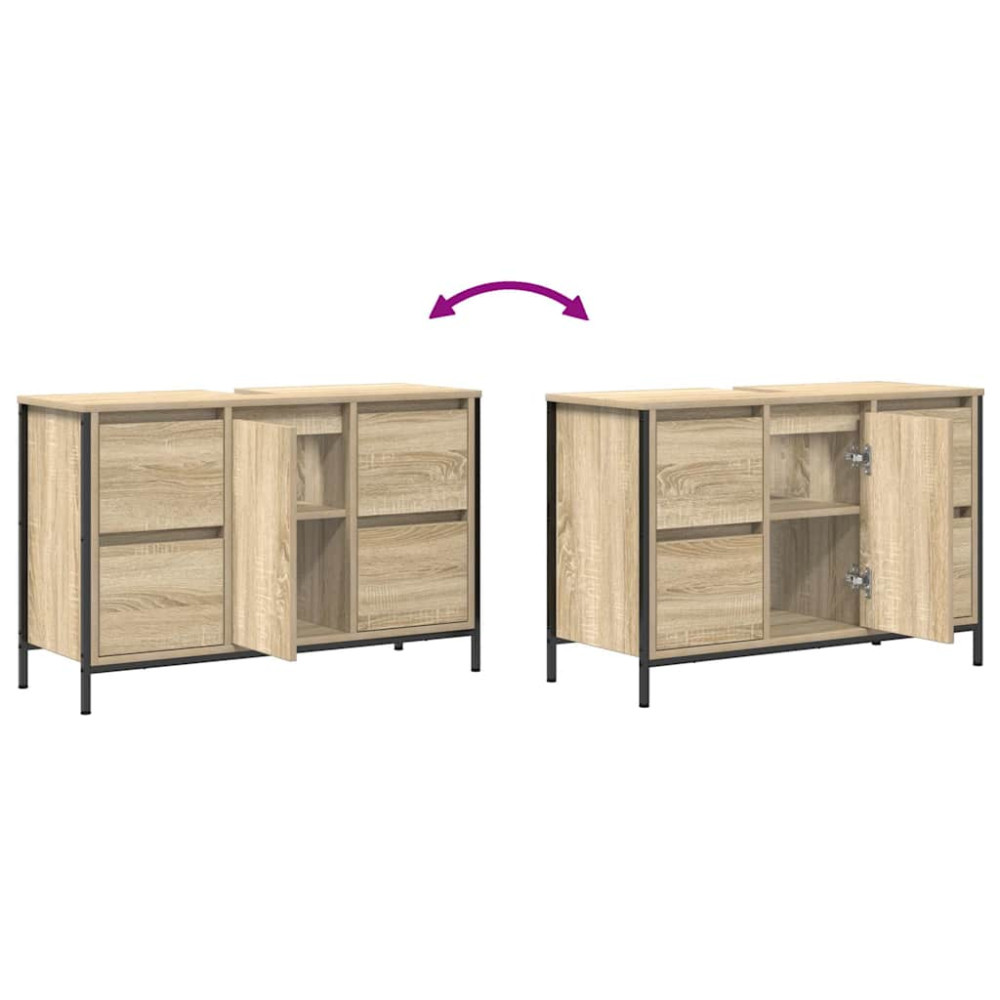 Produktbild för Tvättställsskåp med lådor sonoma-ek 90x34,5x60 cm