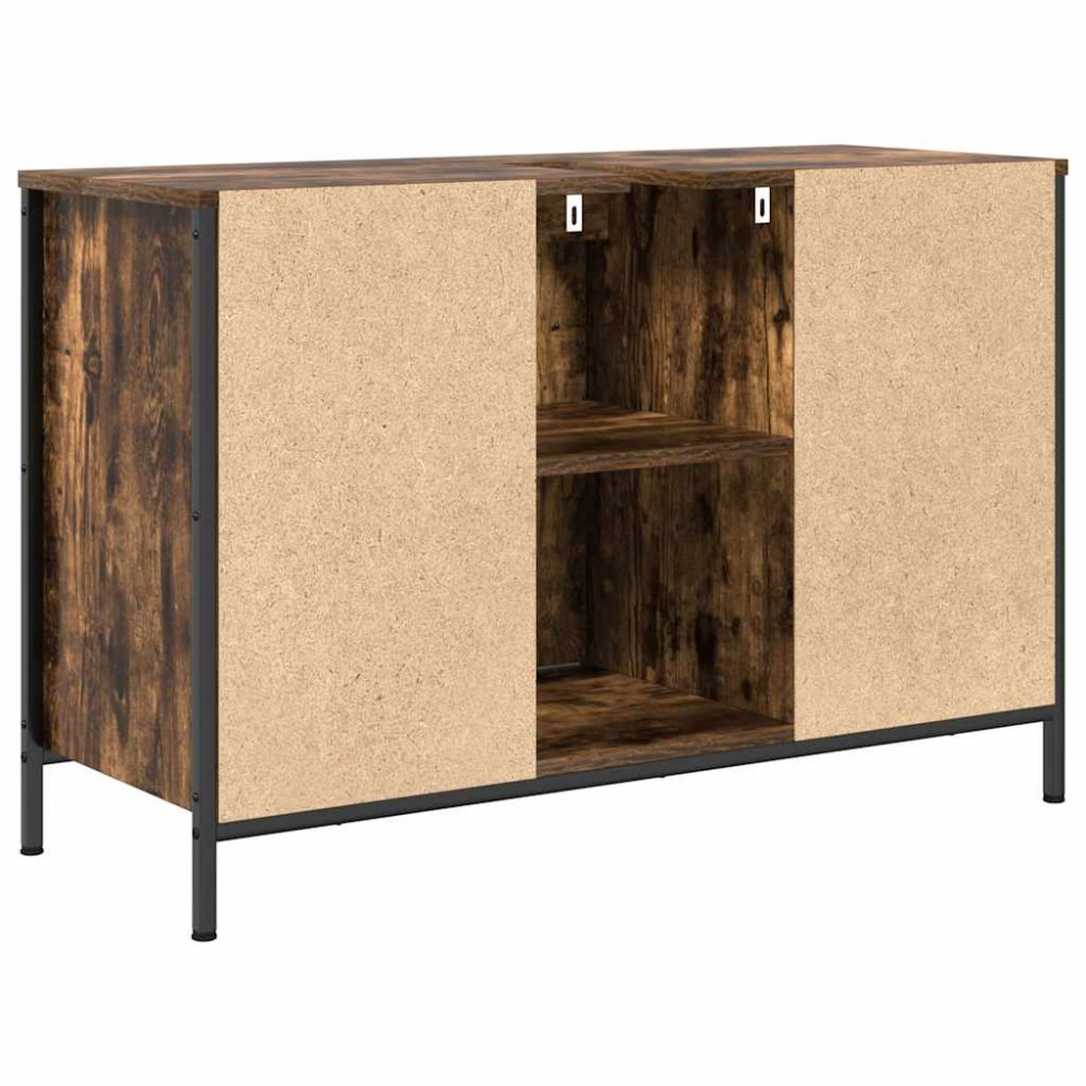 Produktbild för Tvättställsskåp med lådor rökfärgad ek 90x34,5x60 cm
