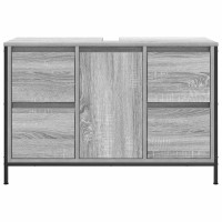 Produktbild för Tvättställsskåp med lådor grå sonoma 90x34,5x60 cm