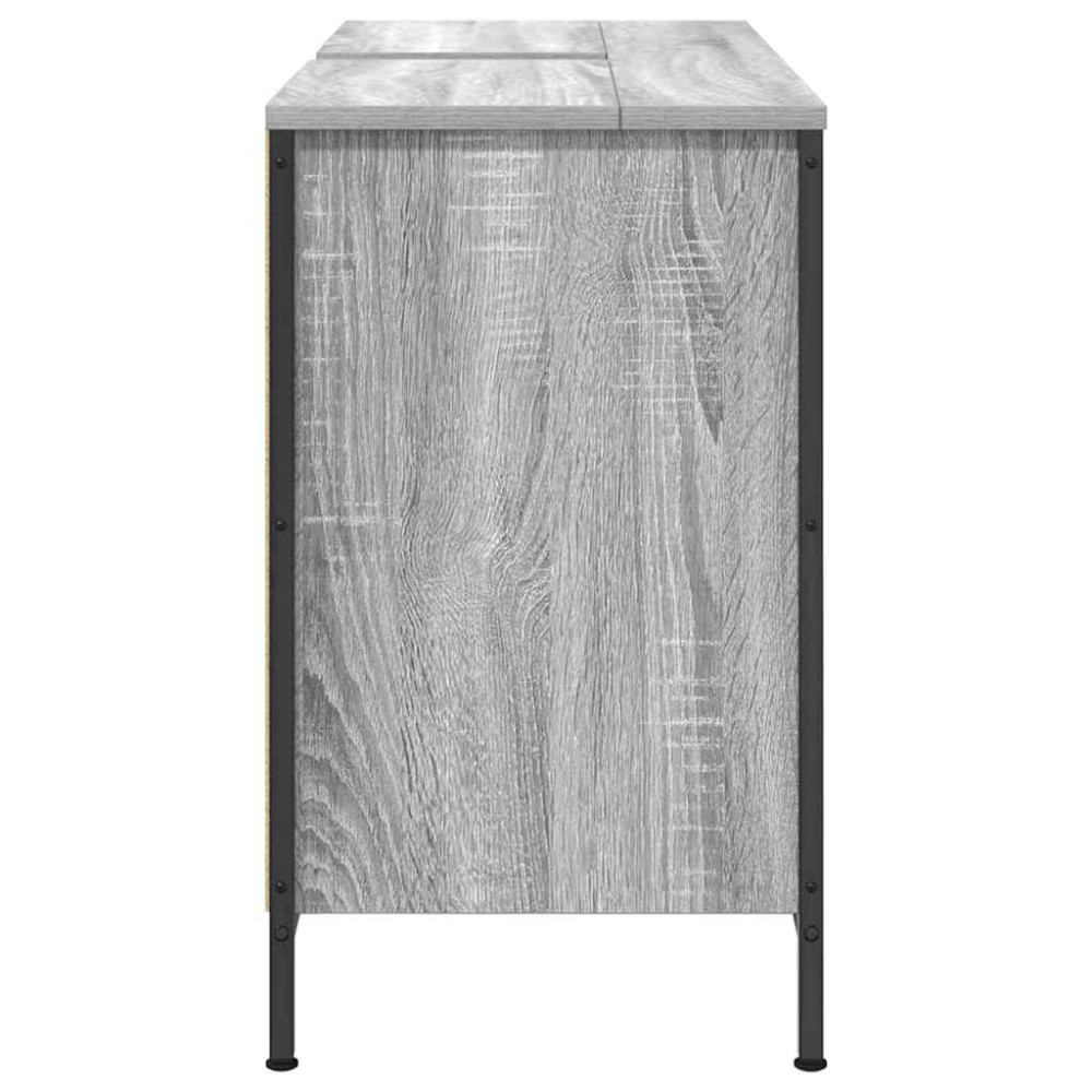 Produktbild för Tvättställsskåp med lådor grå sonoma 90x34,5x60 cm