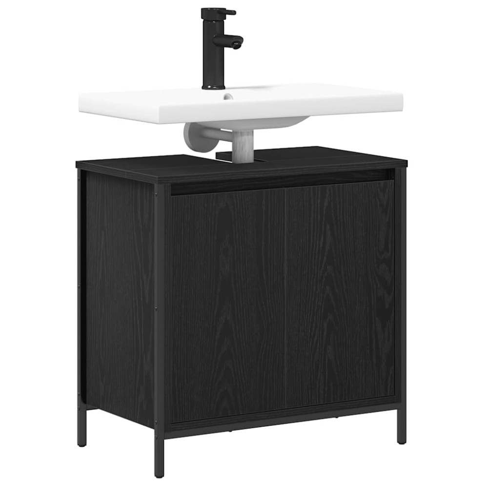 Produktbild för Tvättställsskåp för badrum svart 60x34,5x60 cm