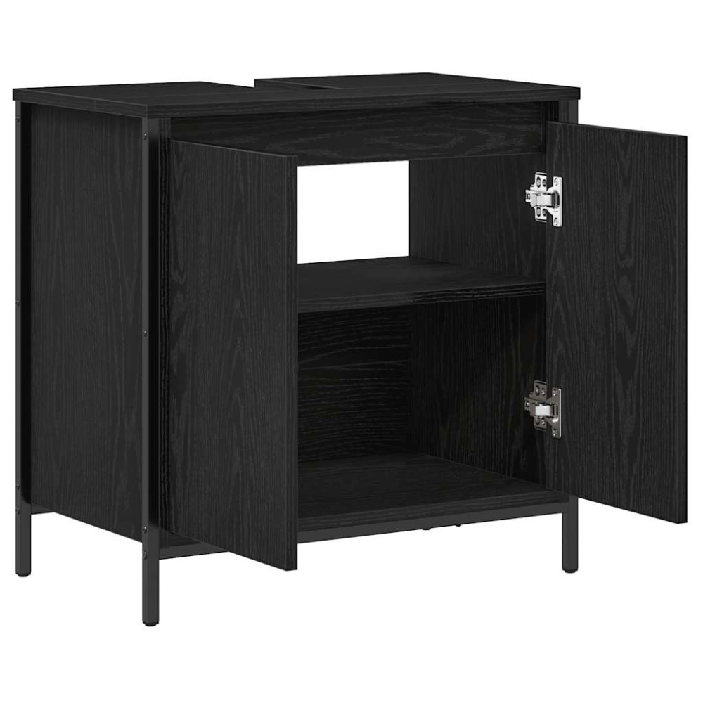 Produktbild för Tvättställsskåp för badrum svart 60x34,5x60 cm